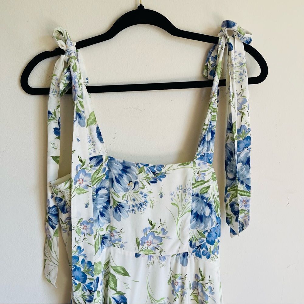 YUMI KIM Ivory & Blue Floral Tie Strap Maxi Dress XS - Picture 6 of 9